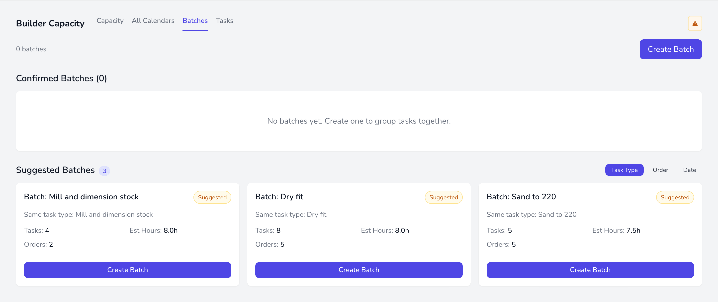 The Batches tab